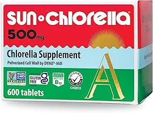 Sun Chlorella 500mg | Whole Body Wellness Green Algae Superfood Supplement | Immune Defense, Gut Health, Natural Purification & Energy Boost | Chlorophyll, B12, Iron & Protein | Non-GMO | 600 Tablets