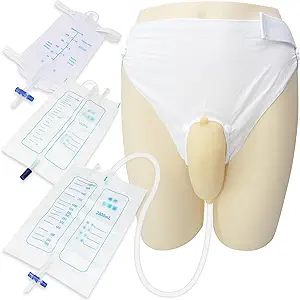 External Catheter for Men with Urine Collection Bag – Portable, Reusable Wearable Latex Urinal Drainage System – Includes 3 Catheter Bags, Extended Tubing & Large Diameter Design