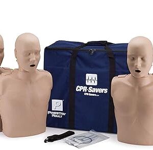 Prestan Professional Adult CPR Training Manikins – 4-Pack Medium Skin – Includes 2019 AHA-Compliant Feedback Monitor – PP-AM-400M-MS