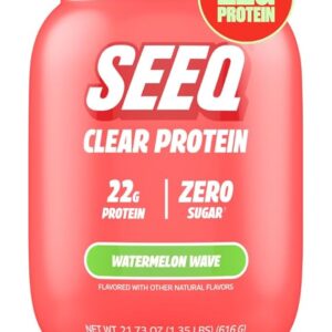 SEEQ Clear Whey Isolate Protein Powder – Watermelon Wave – 22 Servings – 22g Protein per Serving – Sugar-Free, Keto-Friendly, Soy-Free – Refreshing Juice-Like Protein Drink Mix