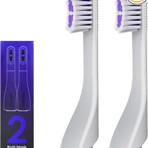 Electric Toothbrush Replacement Heads 2-Pack – Curved Soft Bristles, Gum Care, Compact Travel Size, Precision Fit for Upplang S1 (White, Medium)