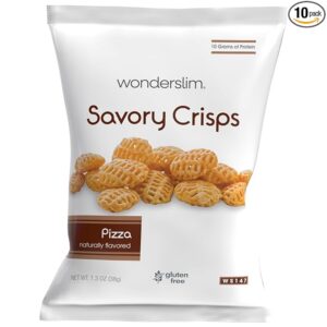 WonderSlim Protein Snack Crisps – Pizza Flavor – Value Pack (10ct) – 10g Protein per Bag – Gluten-Free, High Protein Healthy Snack
