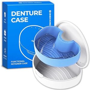 Denture Storage Case – Hygienic & Protective Denture Bath Cup – Portable Retainer & Invisalign Container – Travel-Friendly Dental Box for Mouth Guards, Braces & Night Guards – Easy to Use
