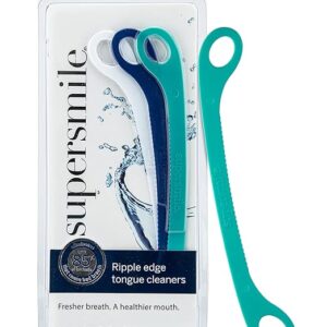 Supersmile Ripple Edge Tongue Cleaner – Ergonomic, Reusable Tongue Scraper for Fresh Breath & Oral Hygiene (3 Count)