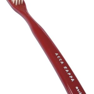 Acca Kappa Vintage Red Toothbrush – Hard Nylon Bristles, Retro-Style Ergonomic Handle
