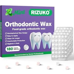 Orthodontic Wax for Braces – 180 Mint-Flavored Dental Wax Dots – Individually Wrapped for Hygiene – Braces & Aligners Relief