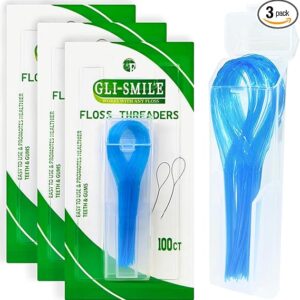 Floss Threaders – 300 Count (Pack of 3) Orthodontic Floss Threading Tools for Braces, Bridges & Implants, Easy Ultraclean Access for Daily Oral Health