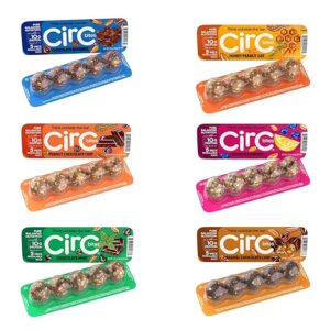 CirC Energy Bites – Variety 12 Pack – Gluten-Free Protein Balls with 10g Protein – Whole Grains, Nuts & Fruit – Healthy On-the-Go Snack for Adults & Kids – 5-Piece Resealable Packs