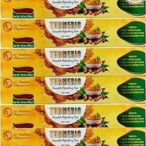 Herbal and Turmeric Toothpaste with Saffron, Tea Tree, Aloe Vera and Ginger – Paraben Free & Refreshing Oral Care for Sensitive Teeth – Halal – Pack of 6